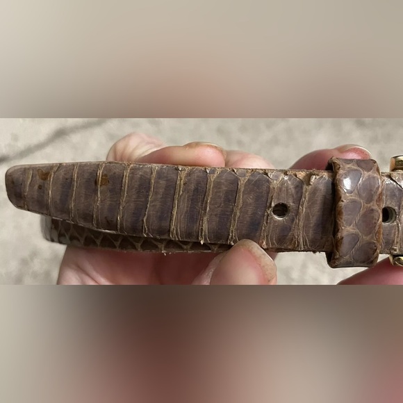 MACY’S brown tan snakeskin snake skin leather waist belt Small S - Picture 3 of 6